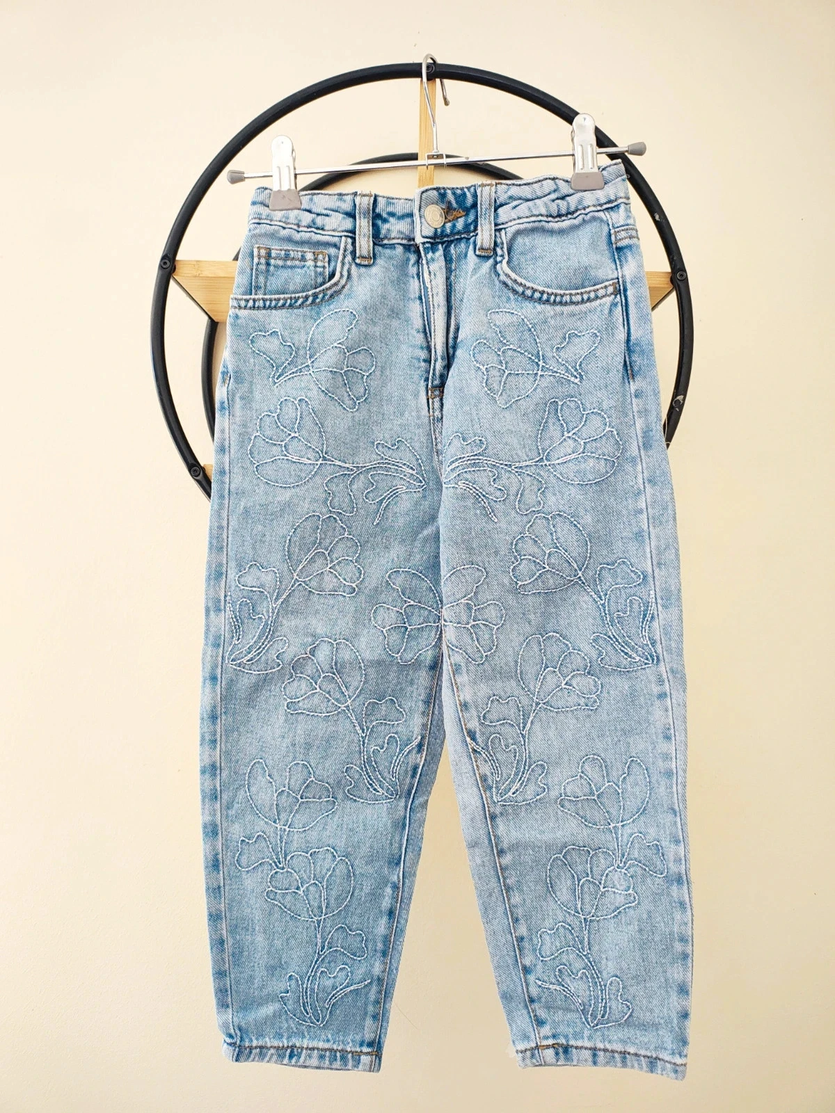 5 6 ans pantalon jean mom brodé denim &co